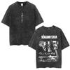 Gewaschenes Vintage Anime Vagabond Miyamoto Musashi Kirschblüten Grafik T-Shirt Herren Damen Lässiges Oversized T-Shirt 90er Jahre Streetwear