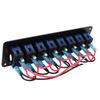8 Gang Rocker Switch Panel 12‑24V Aluminum Alloy 3 Pin Blue LED Toggle On Off Light Control for Car RV Motorcycle Bus