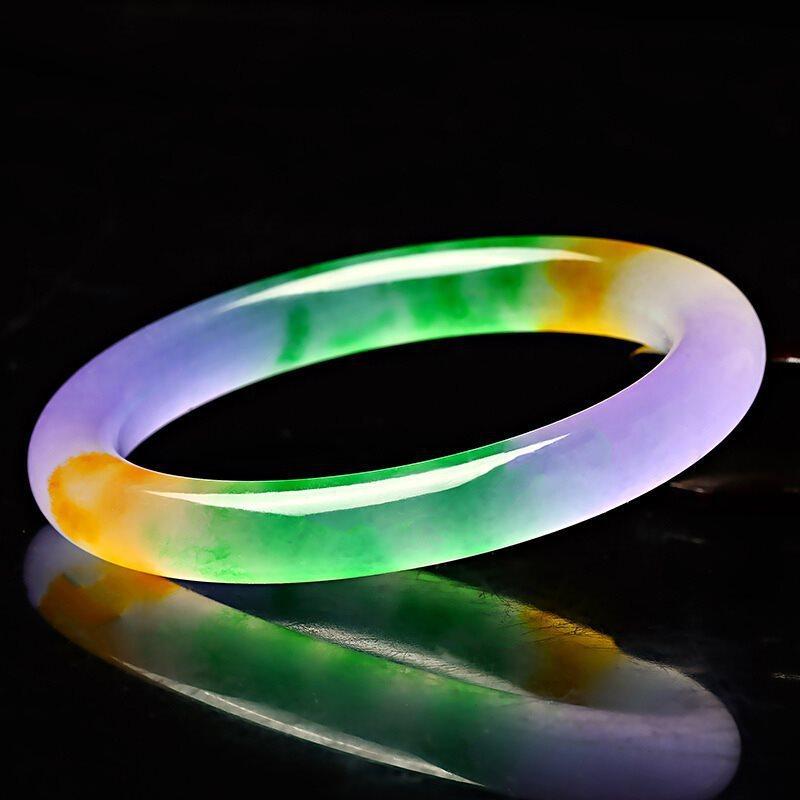 Bracelet en jade émeraude d'espèces glacées naturelles Bracelet en jade émeraude à la mode Bracelet en jade Cadeau pour femme