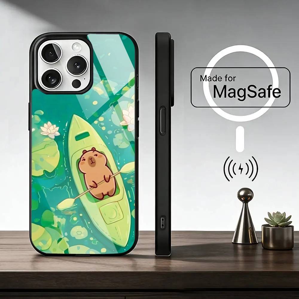 Kawaii Capybara C-Cute Phone Case For iPhone17,16,15,14,13,12,11 Plus,Pro Magnetic with Magsafe Wireless Charging