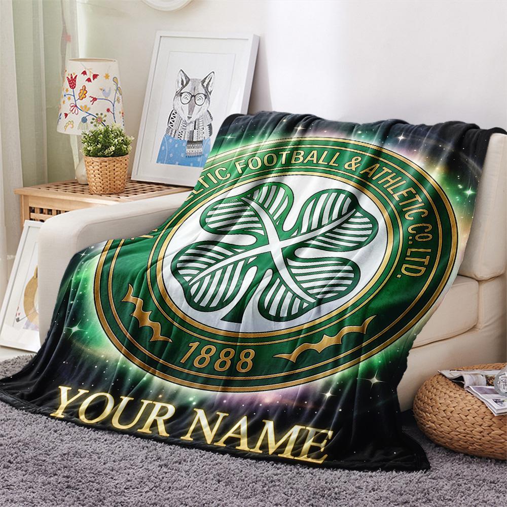Custom Name The Celtic Football Club Flannel Blanket, High quality Comfortable for All Seasons, Home Decor, Warmth and Comfort