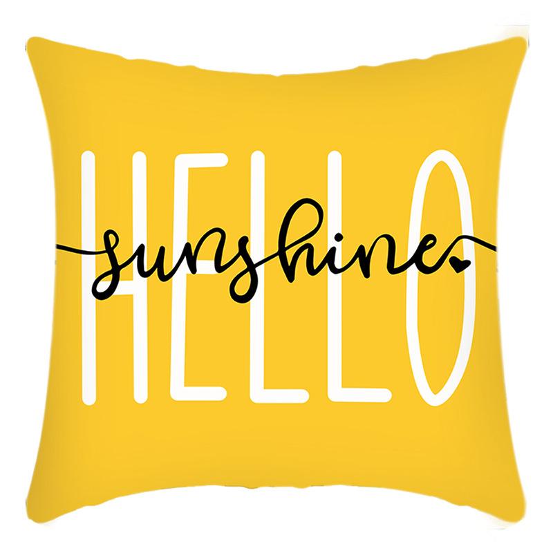New Green Plant Pillow Cover English Letter Daisy Print Pillow Home Sofa Cushion Cover