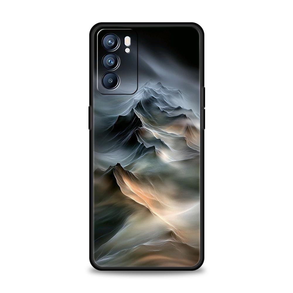 Black Mountain Peak Phone Case For Oppo A17 A31 A54 A57 A78 A79 A98 Find X5 X6 Reno 6 7 8 10 11 12 13 F Pro 5G Soft TPU Cover