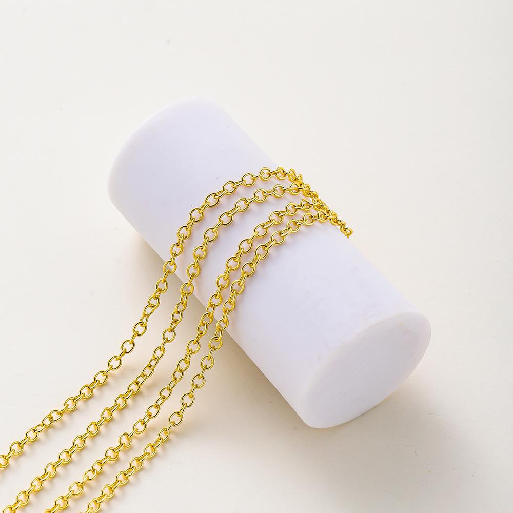 1Meterlot 14K 18K Gold Plated Brass Metal Round Link Cable Chains Diy Jewelry Making Chain For Needlework Jewelry Accessories