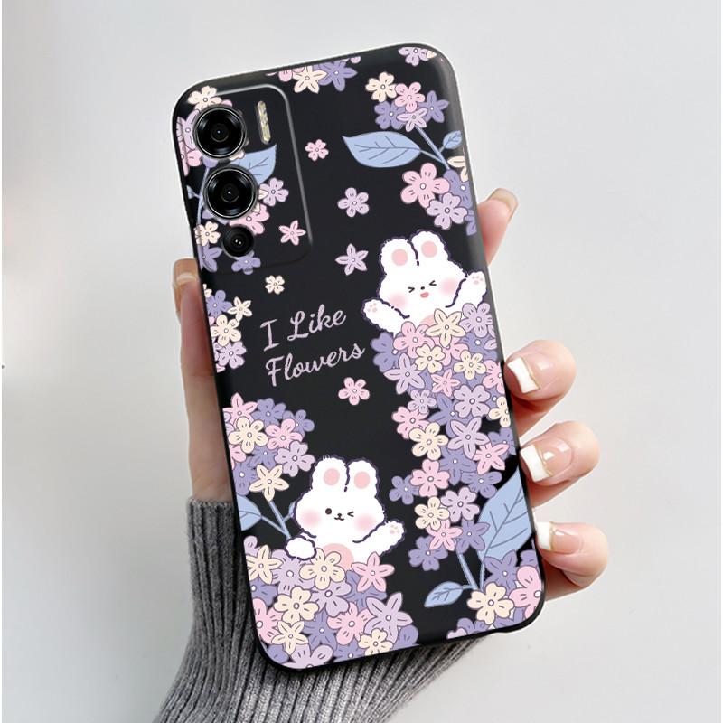 Case For Doogee N60 Pro Phone Case Luxury Cute Love Heart Rabbit Cartoon Funny Cover Black TPU Soft Silicone Protective Casing