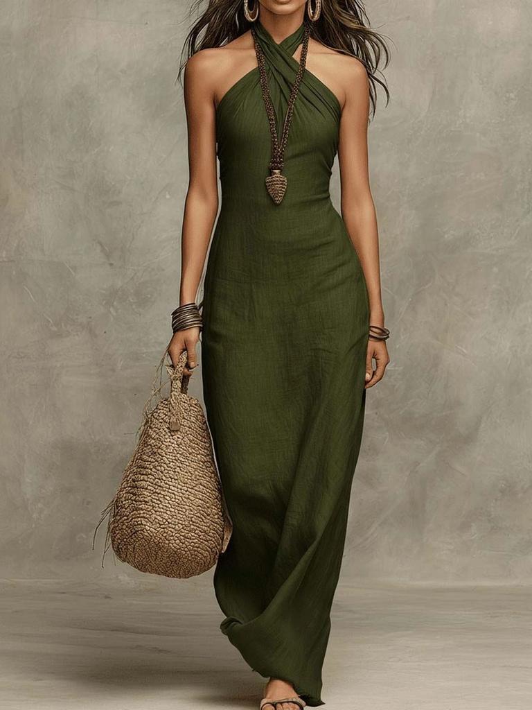 New European and American Women's Slim-fitting Fashion Temperament Sleeveless Neck Dress
