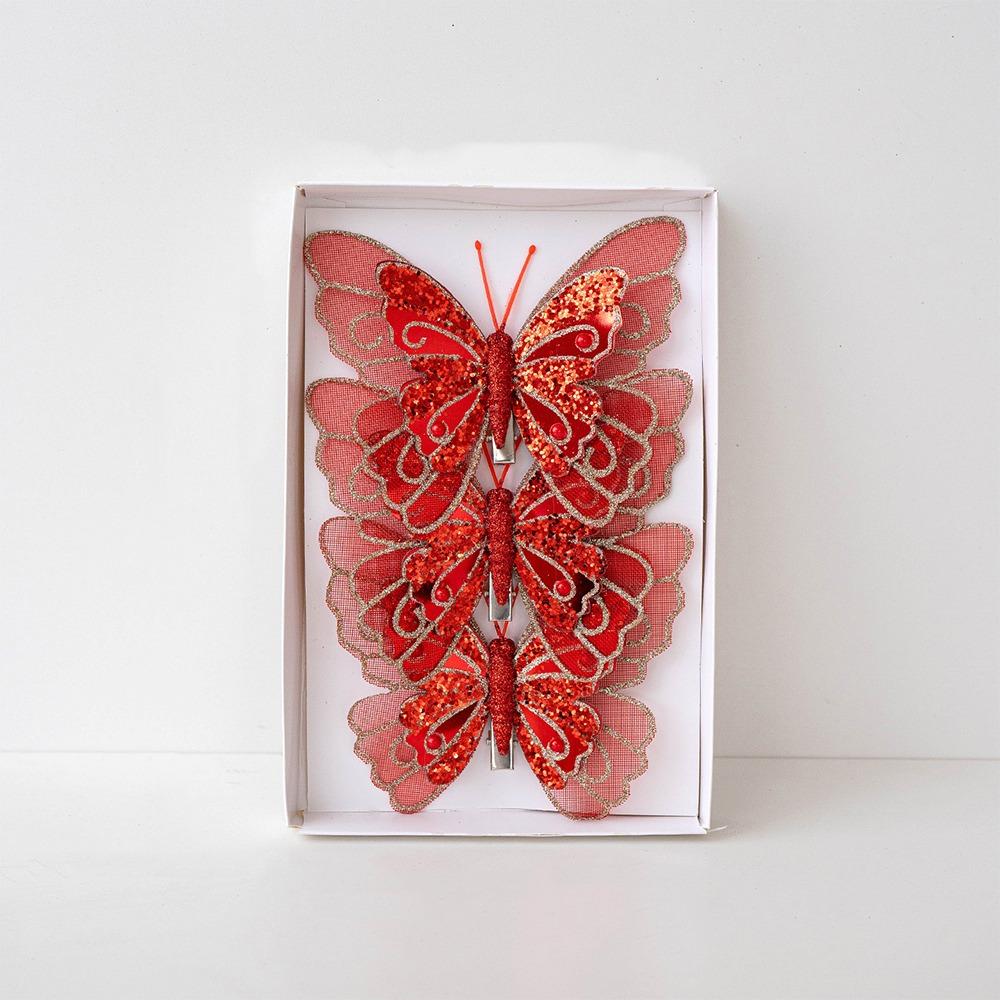 Glitter Artificial Butterfly Sequins Butterfly Tree Decoration  Home Decoration