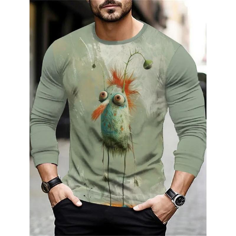 Herren Langarm 3D Fun Print Abstrakt Mode Lässig Party Freizeit Frühling Herbst Hemd