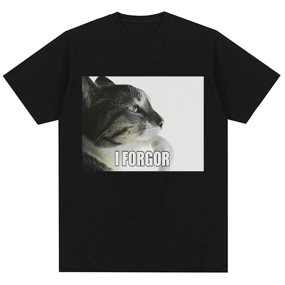 Funny Graphic Tshirt and Forgor Funny Cat Meme for Women Vintage Tshirts Fashionable Humor Casual Tshirt Street Clothing S