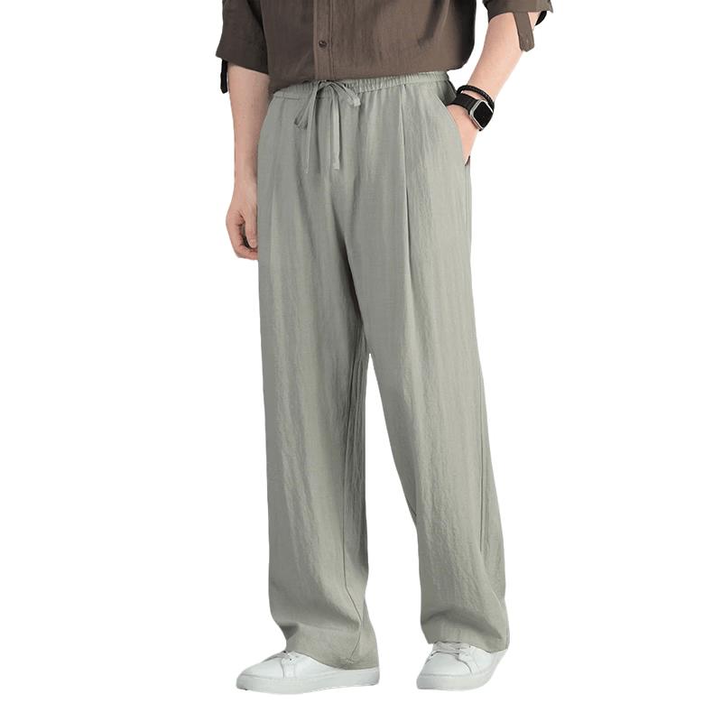 Hodo Men's Tencel Linen Summer Straight-Fit Wide-Leg Pants