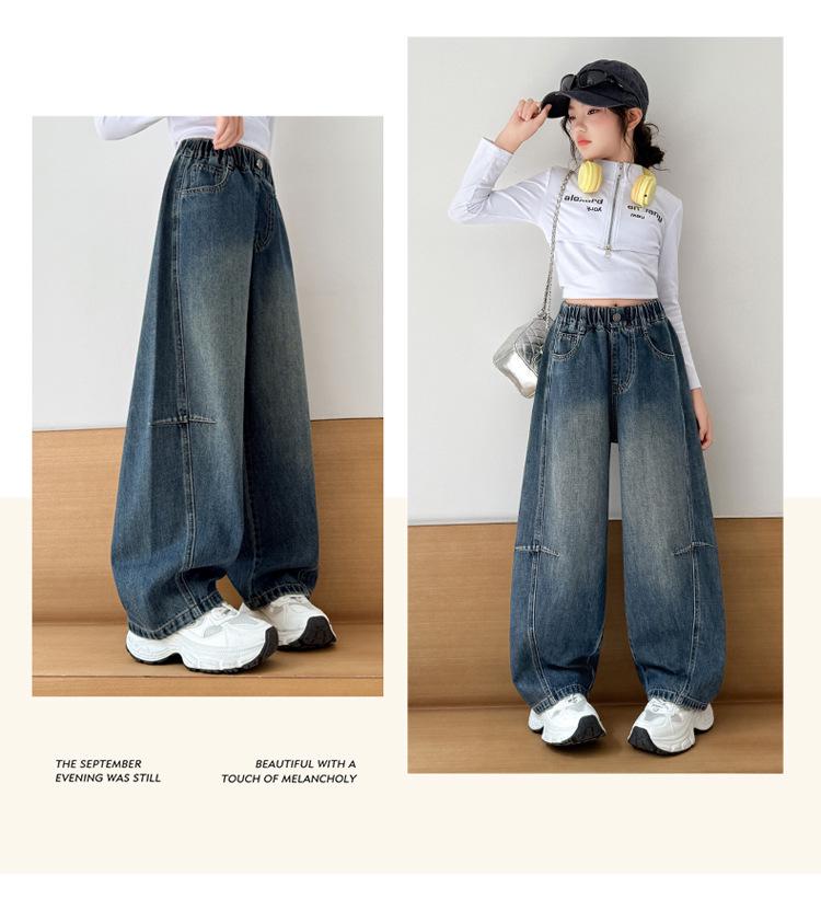 2025 Girls' Fleece-lined Wide-leg Jeans for Autumn/Winter - Scimitar Style