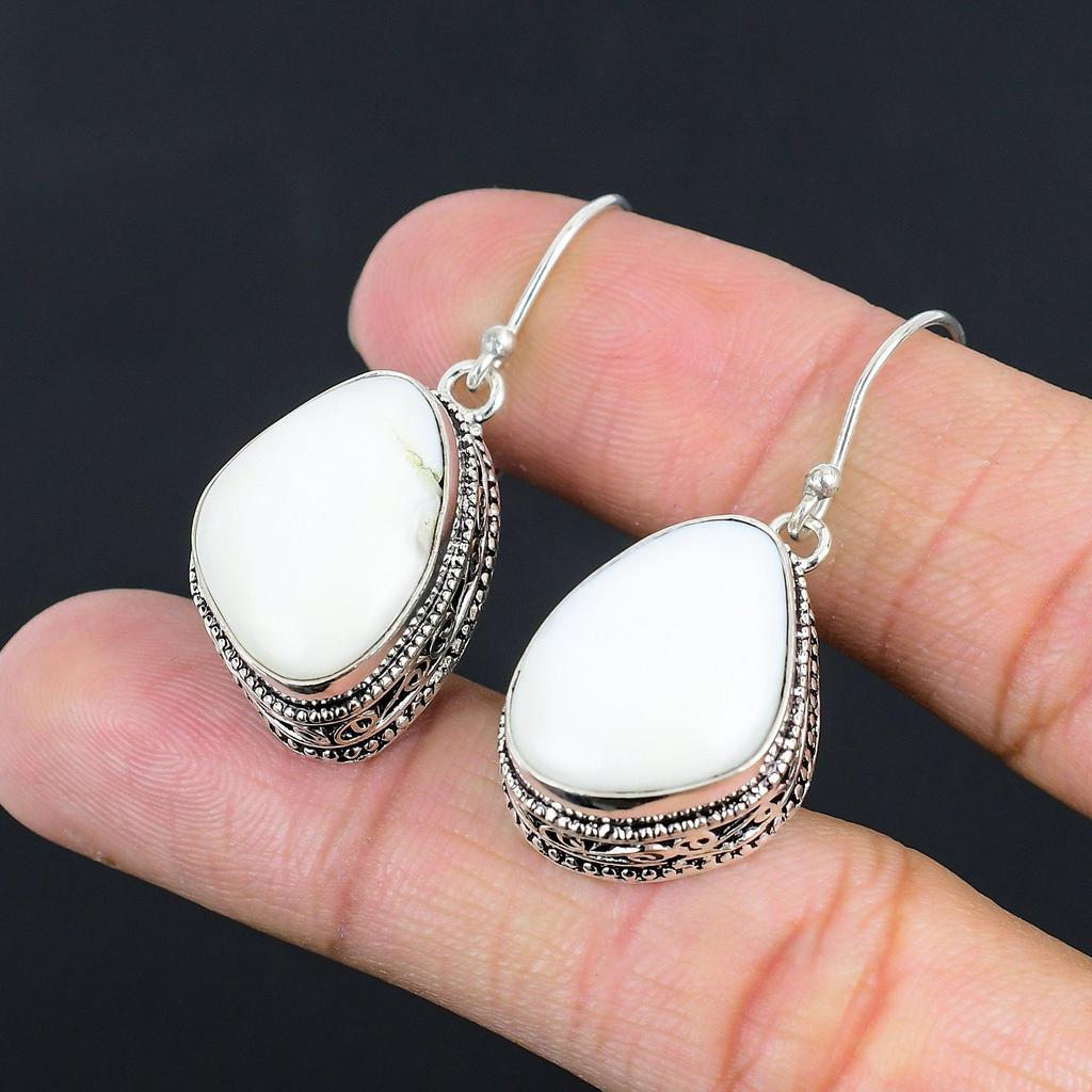 Geschenk für Sie Natürlicher Regenbogenmondstein Tropfen-/Hänge-Vintage-Ohrringe 925er Silber