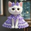 Cat Cute Purple Dress Pattern Acrylic Pendant For Car Accessories Decoration