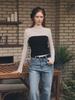 Teuwi Wooden See-Through Wrinkle Long Sleeve T-Shirt
