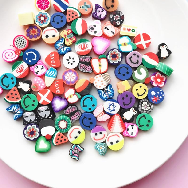 Colorful Fruit & Smiley Face Polymer Clay Beads Bracelet DIY Jewelry Accessories