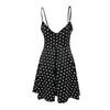 Women's Summer Fasion Polka Dot Printed Chest Lace Sexy Slim  Sling Dress