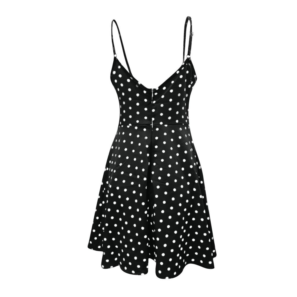 Women's Summer Fasion Polka Dot Printed Chest Lace Sexy Slim Sling Dress