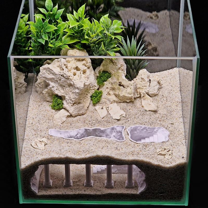 Fish Tank Underground Cave For Fish Shrimp Reptile Shelter Hiding Houses 3D Printing Tunnel Cave Landscaping Aqaurium Decoration
