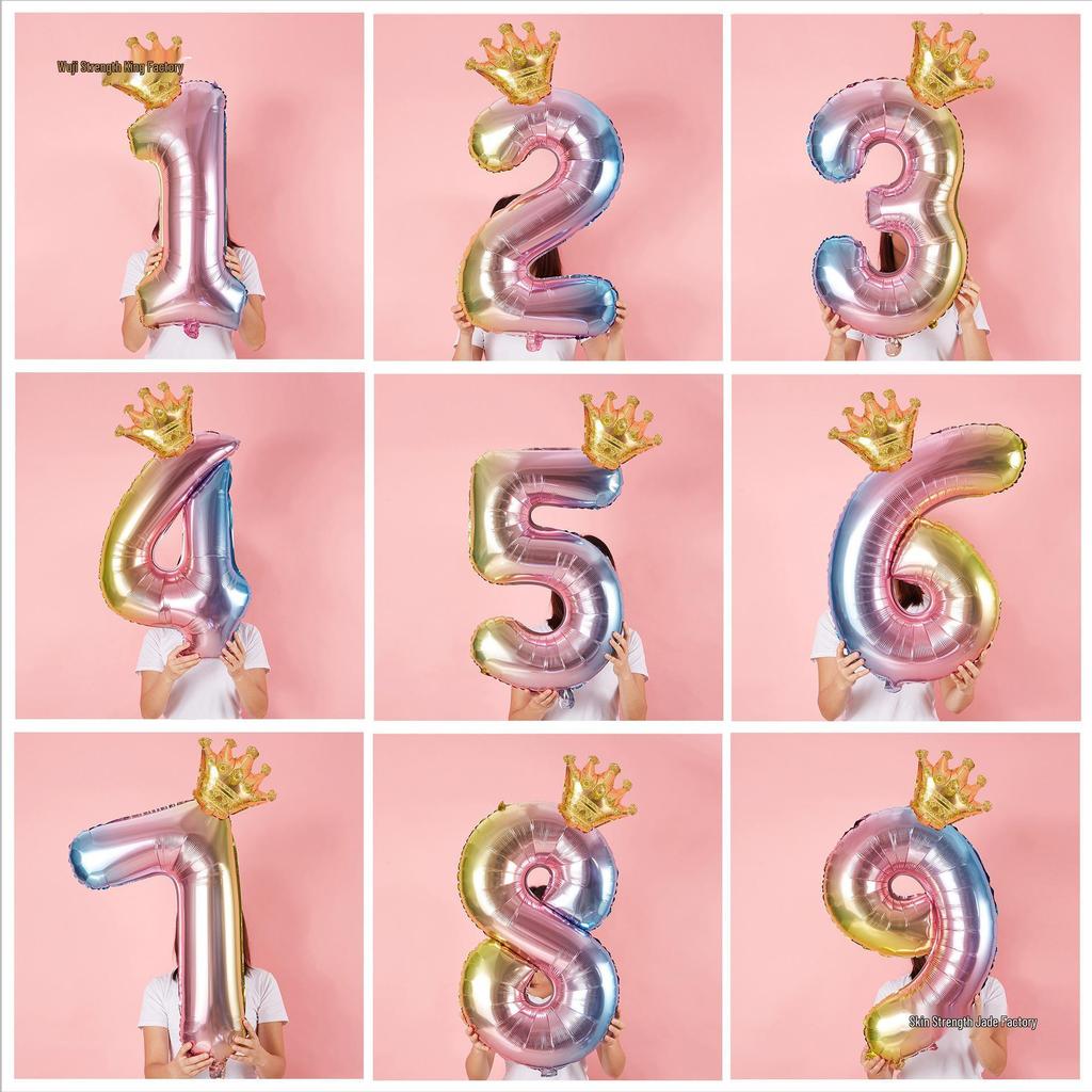 First Birthday Crown and Number Balloons for Baby Photo Props and Party Decoration