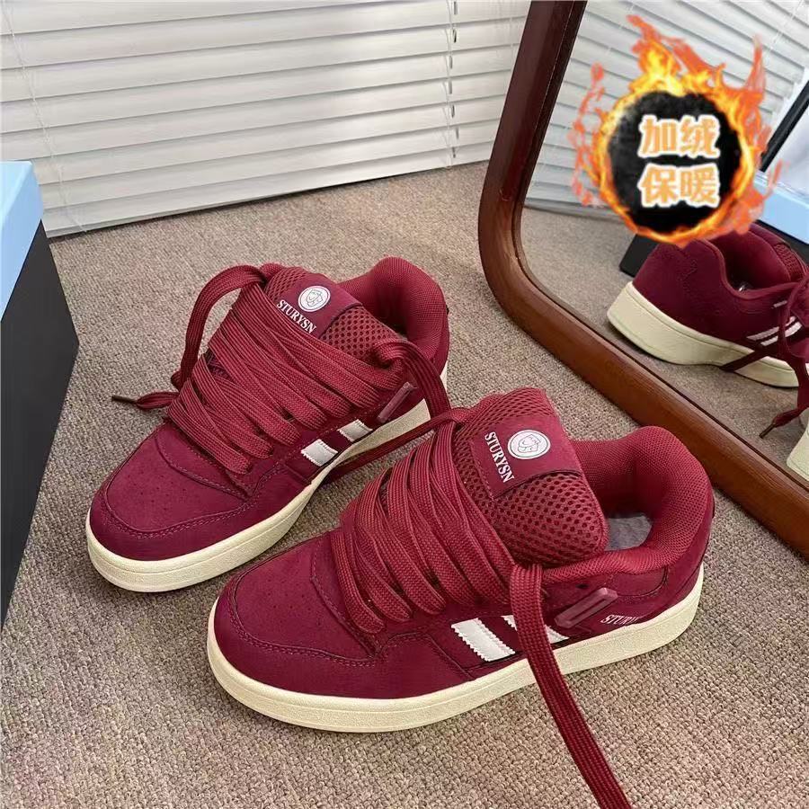 Hong Kong style retro platform bread shoes ins niche casual board shoes autumn new sports cotton shoes