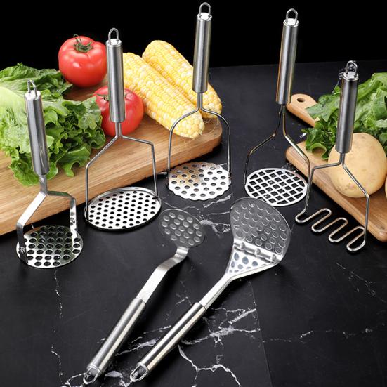Stainless Steel Potato Masher Manual Potato Press with Ergonomic Handle Food Smasher Utensil for Avocado Vegetables Kitchen Tool