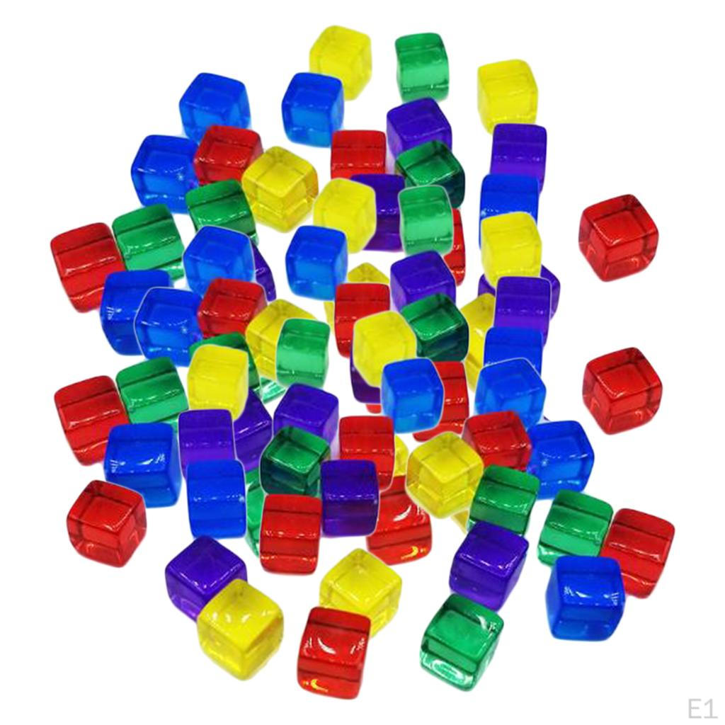 10mm Blank Multicolor Acrylic Cubes Math Teaching Supplies D6 S Set for Board Games diy/Office 100