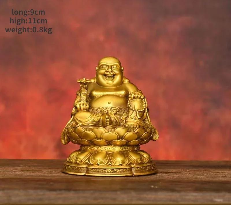 Copper Maitreya Big Belly Laughing Buddha Attracting Wealth Household Offerings Statue