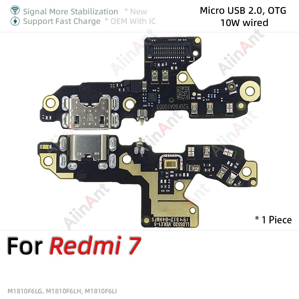 Aiinant Bottom USB Charger Board Dock Connector Charging Port Flex Cable For Xiaomi Redmi Note 6 7 8 9 7A 9A 9T 8T 9S Pro Plus