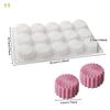 15 Cavity Wavy Lace Cylindrical Silicone Cake Mold Party Dessert Making Tools Mousse Cake Mold Kitchen Pastry Baking Supplies