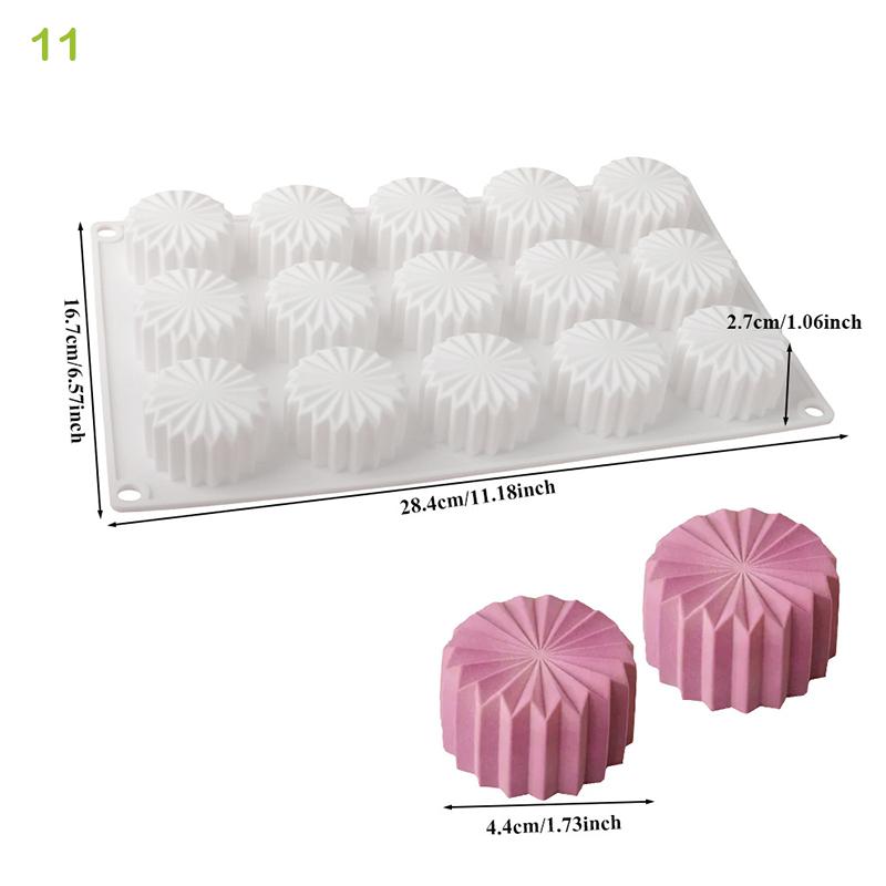 15 Cavity Wavy Lace Cylindrical Silicone Cake Mold Party Dessert Making Tools Mousse Cake Mold Kitchen Pastry Baking Supplies