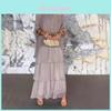 Elegant Butterfly Sleeve Long Dress With Printed Chiffon Fabric For Office Wear