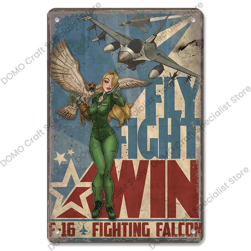 Vintage Airplane Plaques Metal Plate Top Air Force Jet Aces Fighter Retro Metal Tin Signs Club Man Cave Home Wall Decor