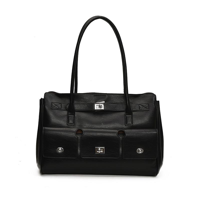 

Locomotive wind large capacity tote bag new fashion trend versatile commuter single shoulder portable armpit bag чорний