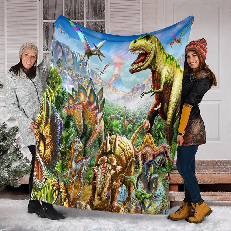 Dinosaur Adventure Blanket Perfect All Seasons Soft Comfortable Sofa Office Nap Travel Birthday Gift Christmas Present
