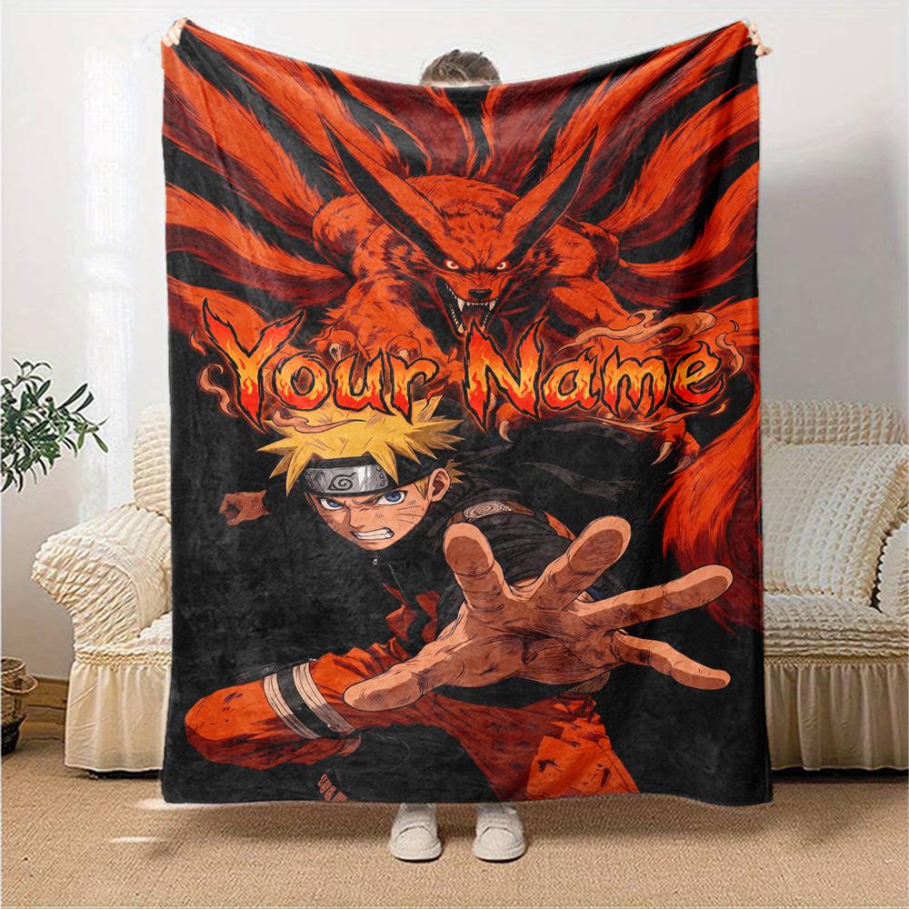 Naruto Charakter Personalisierte Namensdecke Kuscheldecke Personalisierte Decke Warme Dekoration für Büro Wohnzimmer Meeresblick Wohnzimmer für Alle Anlässe