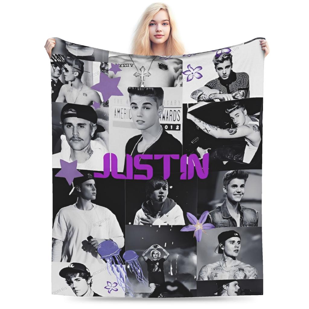 justines bieberes pop singer Blanket Multiple Sizes Cozy and Lightweight Throw Blankets for Sofa Couch and Bed
