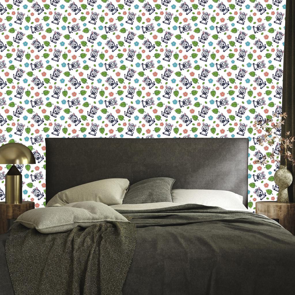 Zebra Wallpaper White, Light Gray, Gray and Lime 50x1000
