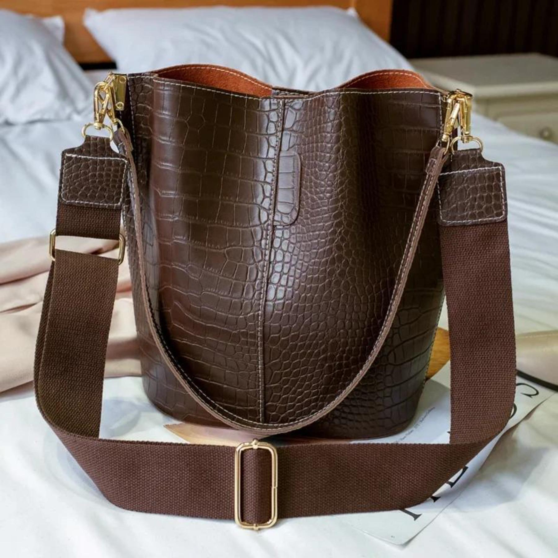 

Vintage Leather Stone Pattern Crossbody Bags for Women Shoulder Bag Fashion Handbags and Purses Bucket Bags