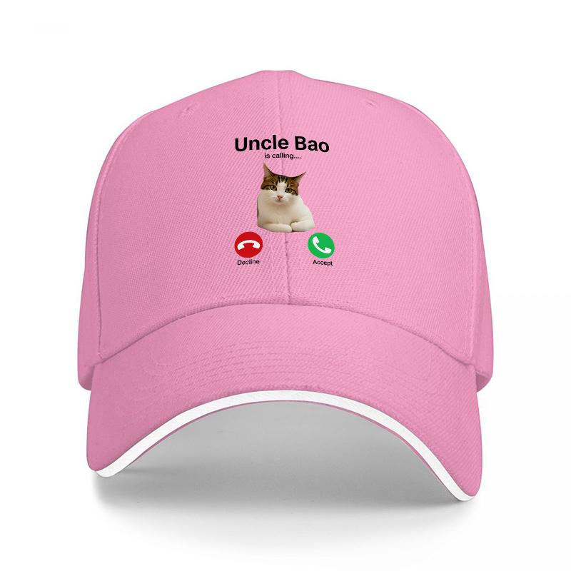 Cute Rabbit Call Design Baseball Cap Black Mesh Adjustable Hat with Fun Animal Pattern and Phone Icons for Casual Wear