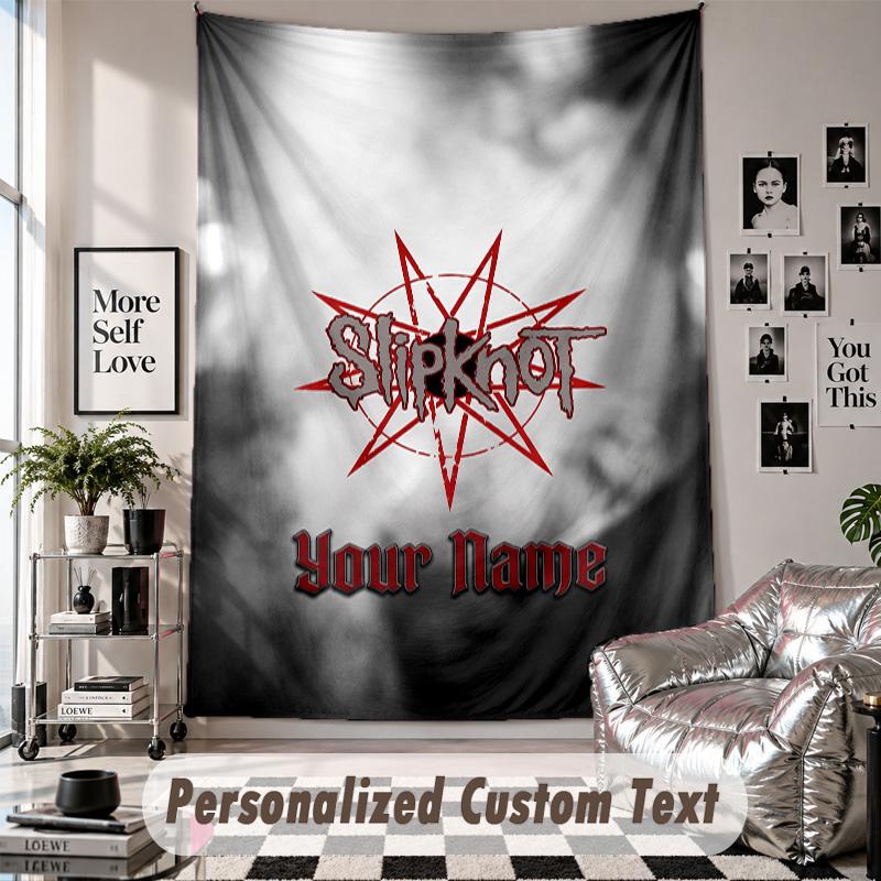 Wall Hanging Tapestry With Custom Name & Text, Slipknot Decorative Tapestry For Bedroom