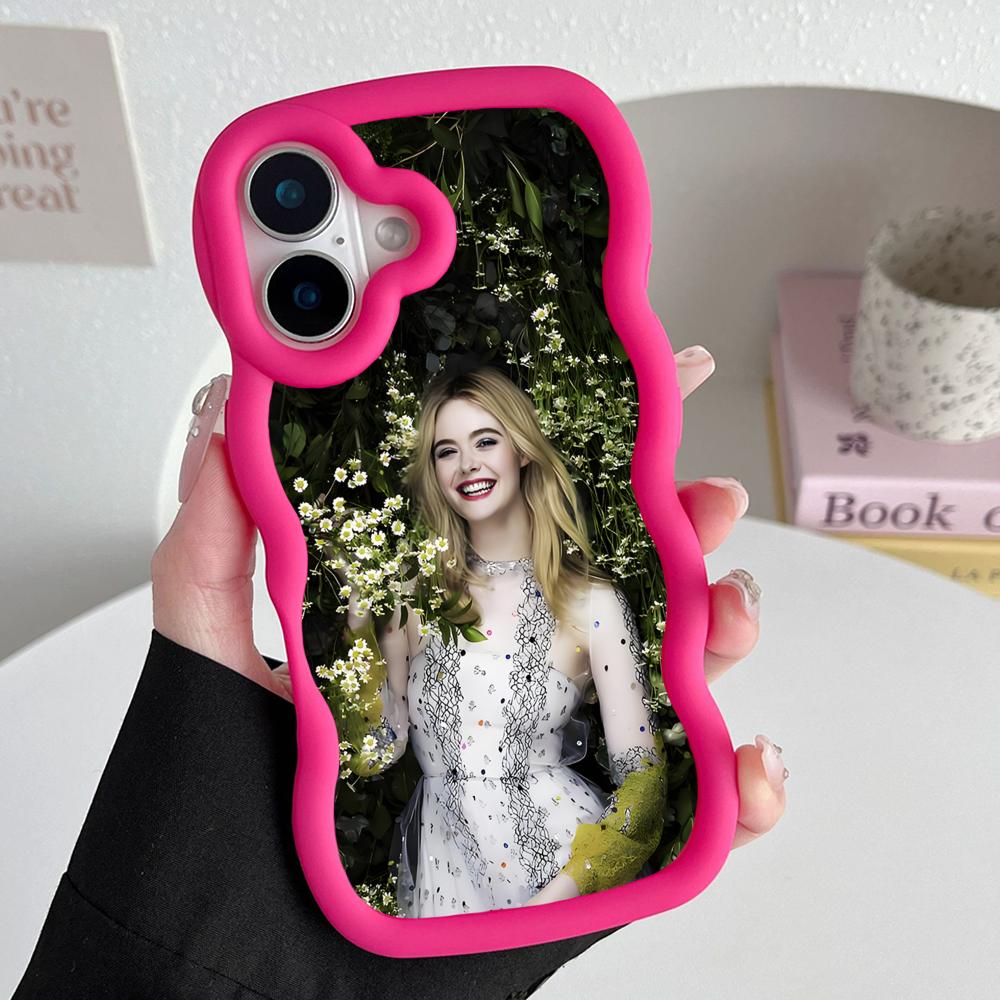 Elle Fanning Wavy Edge TPU Mobile Phone Case for iPhone 17 16 15 14 13 12 11 Air Pro Max Plus Colorful Cover