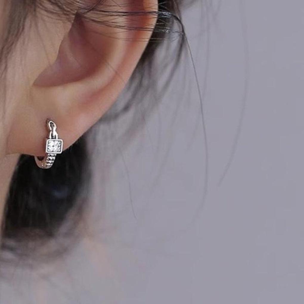 Women's Daily Silver Luxury Square Ring Earrings