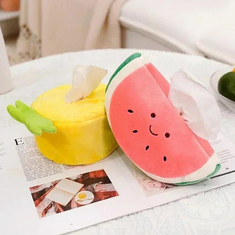 1 Pcs Plush Cute Cartoon Fruit Pineapple Avocado Tissue Box Paper Tissue Holder Napkin Case Pouch Gifts