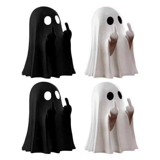 1/2/3/4/6Pcs Halloween Middle Finger Ghost Figurine Mini Spooky Ghost Statue Holiday Party Home Office Desktop Decoration Ornament