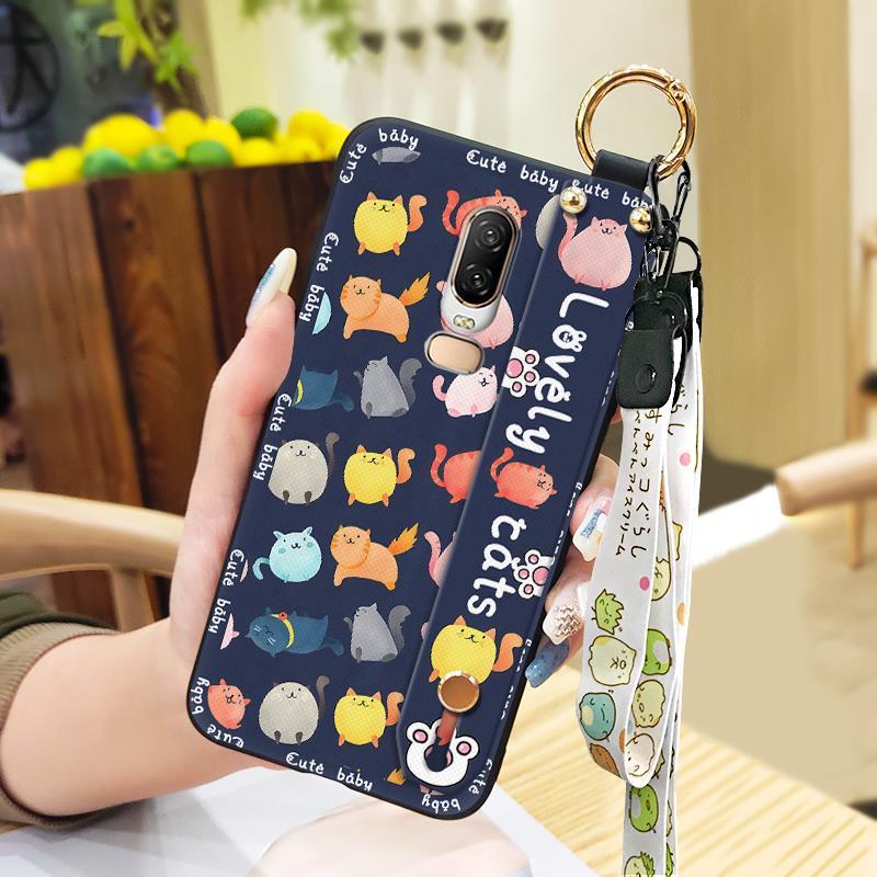 

Kickstand Back Cover Phone Case For OnePlus 6/1+6 Waterproof Protective Dirt-resistant Durable Cartoon Lanyard Soft case OnePlus 6/1+6