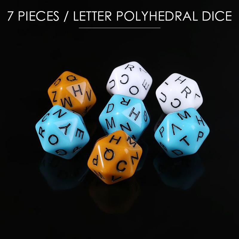 

PDTO 7 шт. D20 буквы алфавита кости настольная игра аксессуары детские развивающие игрушки