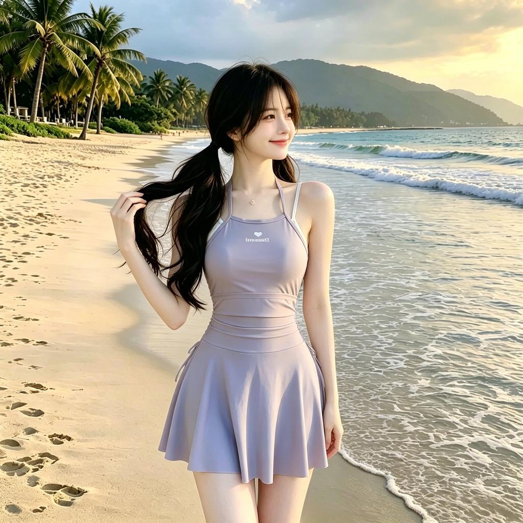 Student One-piece Swimming Suit, Beach Vacation Swimsuit, Korean-style Swimsuit