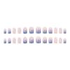 24PCS- Fake Nails Short Detachable Finished Fingernails Sparkling Butterflies Wearable False Nails press on Square Head Full Cov
