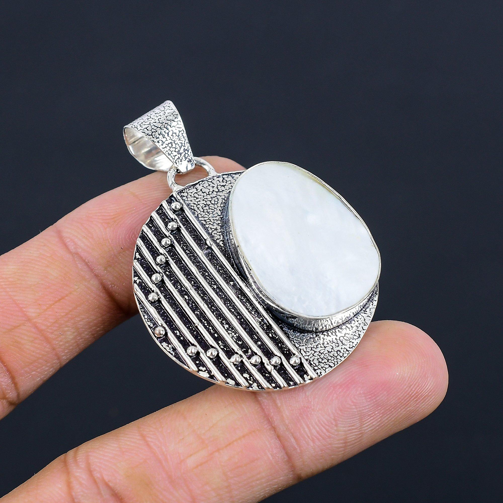 Sisters Day Deal 925 Sterling Silver Natural Mother Of Pearl Daughter Pendant
