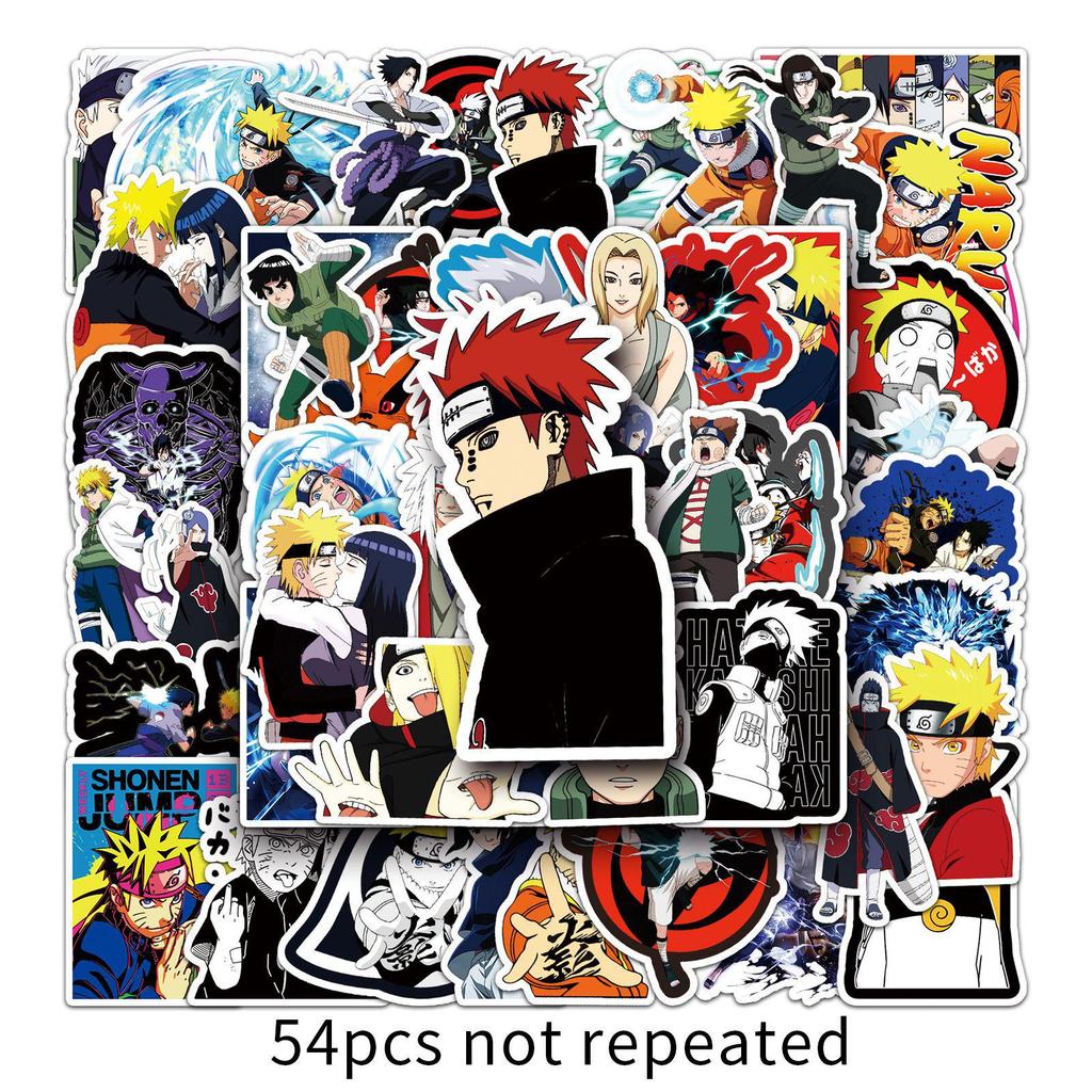 54 Naruto Anime Stickers Set: Waterproof Decorations for Laptops, Cars, Guitars, and Suitcases